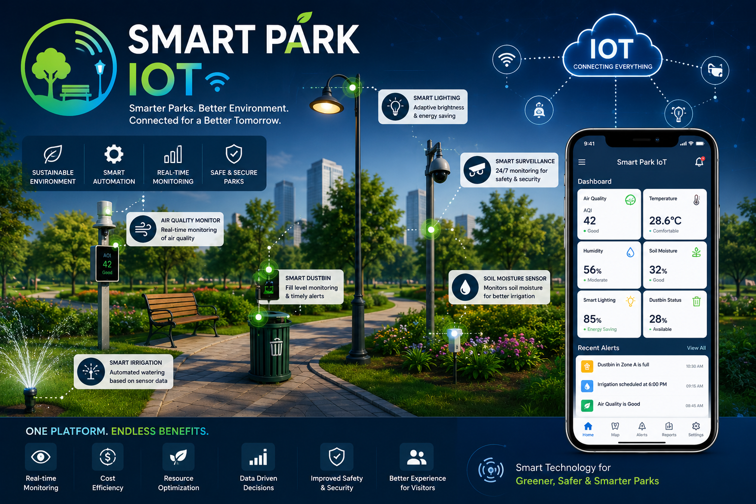 SmartPark IoT Parking Management - Smart parking system with real-time space detection, automated billing, and mobile app reservations
